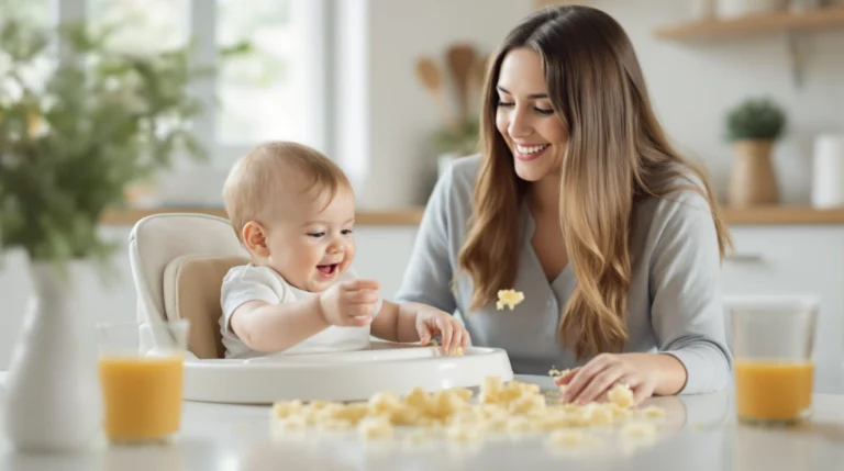 bebe jette nourriture par terre